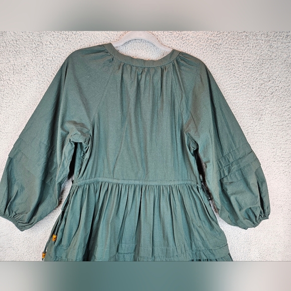 Madewell Womens Oaklynn Green All Cotton Long Sleeve Drawstring Dress Sz-S *READ - Picture 11 of 15
